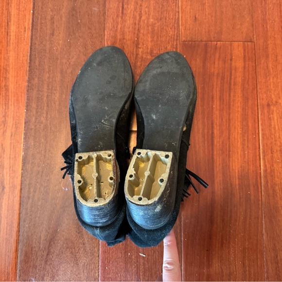 Black ankle boots with fringe size 10 - Picture 3 of 5